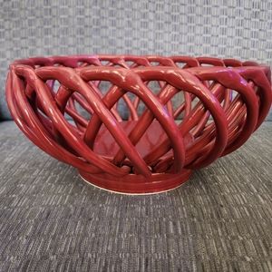 Lindsey Jordan Designs Ceramic Red Breadbasket/Fruit Bowl